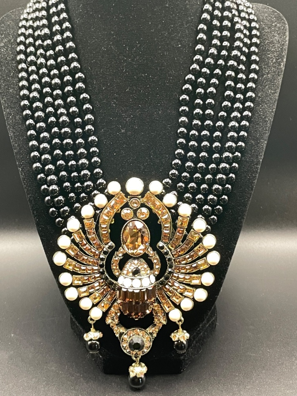 Authentic Heidi Daus Retired Far Cry From Shy Scarab Statement Necklace